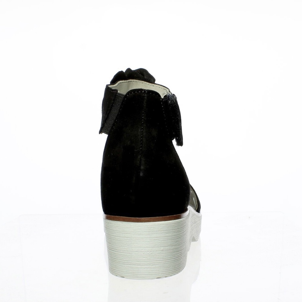 Gabor Samtchevreau Black T-Strap Wedge Flat Sandal - Picture 3 of 11
